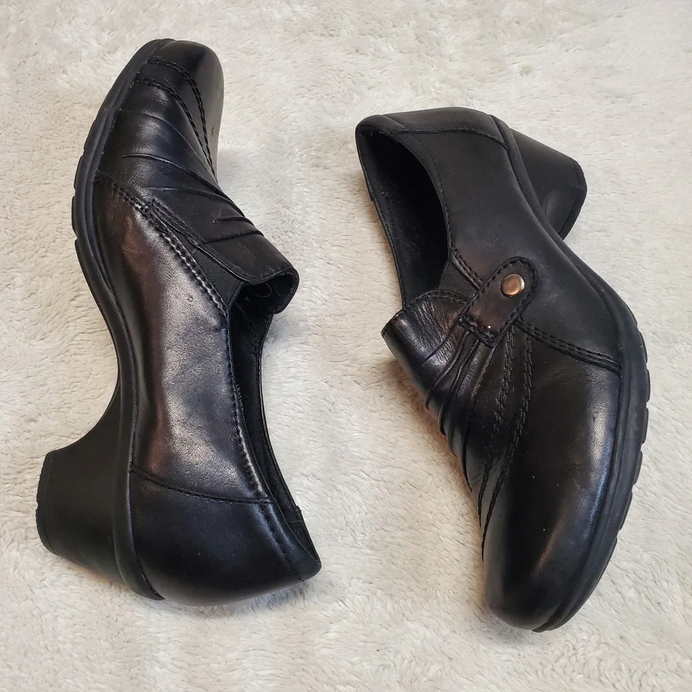 Earth Spirit Black‎ Leather Pumps Heel Shoes 7.5 Classic Office Neutral Capsule